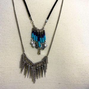 4 for $25 MIA boho Bohemian Beaded Long Silver Topaz Necklace Set